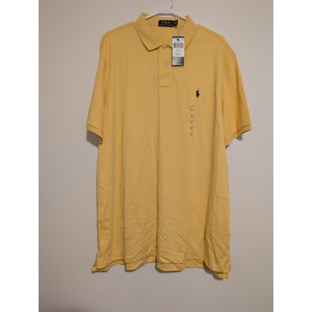 New!‎ Polo Ralph Lauren Yellow Short Sleeve Collared Logo Shirt Men's Size XL